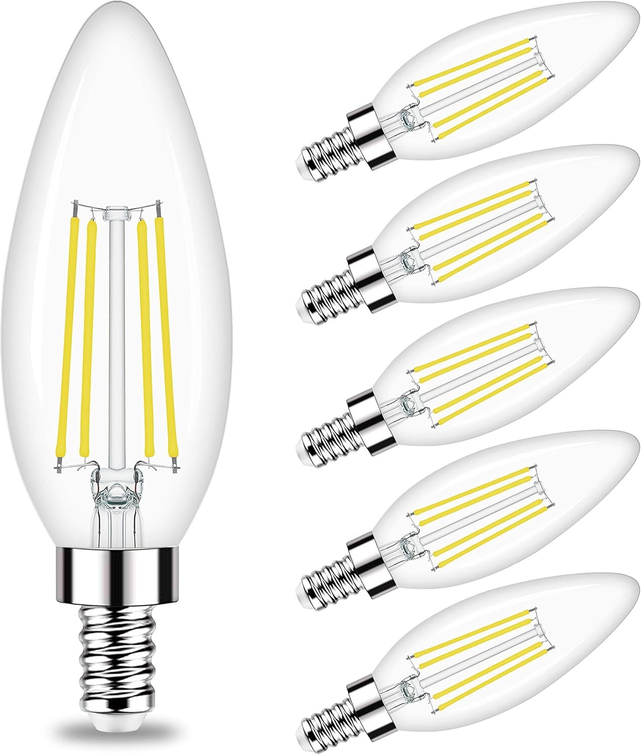 Honesorn Candelabra LED Bulb, E12 6 Count (Pack of 1), 5000k Daylight White gallery