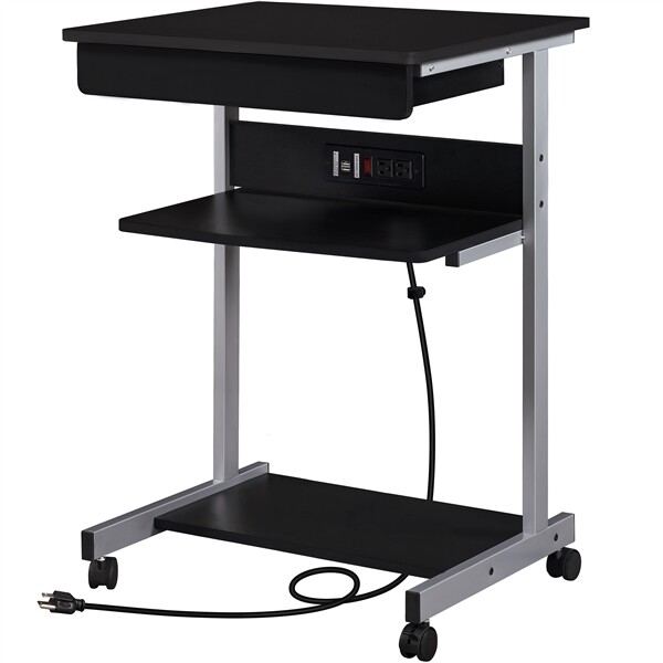 Mobile Compact Computer Table w/Power Outlet Home Office Desk for Small Spaces gallery
