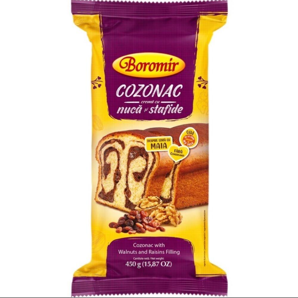 Boromir Cozonac Walnuts and Raisins Filling Swirl Sweet Cake Bread 450 g 15 Oz gallery