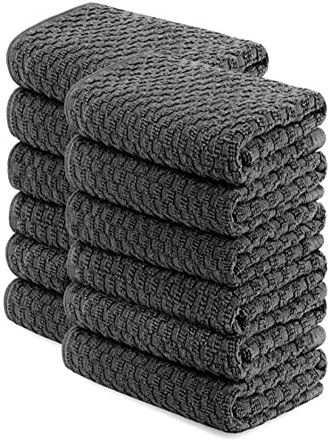 Kitchen Dish Towels Gray, 100% Cotton Waffle Weave 15x26, 12 pc Terry Cloth gallery