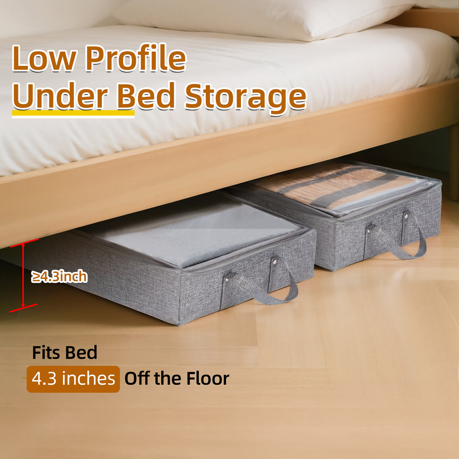 2 Pack 32L Under Bed Storage Containers Underbed Clothes Storage Bin with Zip gallery