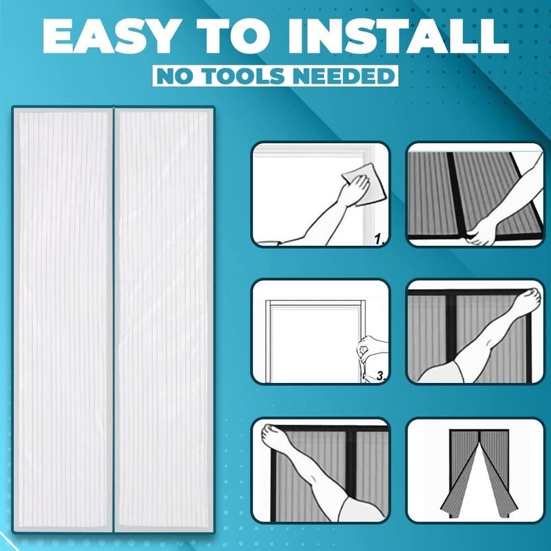 White Magnetic Door Mesh Screen Gate Mesh Hands-Free mosquito Bug no Box gallery