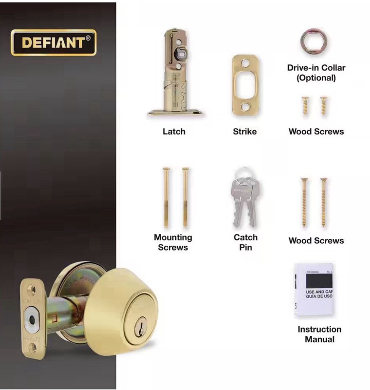 Defiant Single Cylinder Deadbolt Polished Brass 154-717 gallery