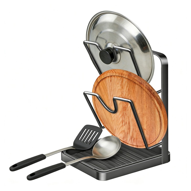Kitchen Pot Lid Storage Rack, Pot Lid Holder, Multifunctional Pot Lids Organizer gallery