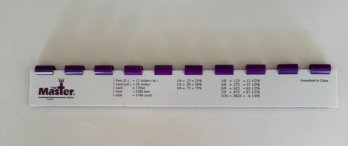 The Master Ruler 12-Inch 5-In-1 Plastic Ruler: 1" 1/2” 1/4” 1/“8 1/16" Set of 5 gallery