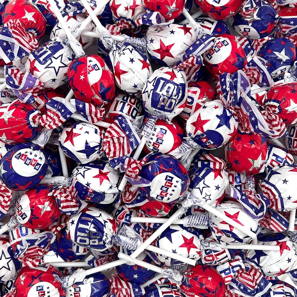 Patriotic Candy Lollipops, Independence Day, July 4th Suckers, 2-Pound Pack gallery