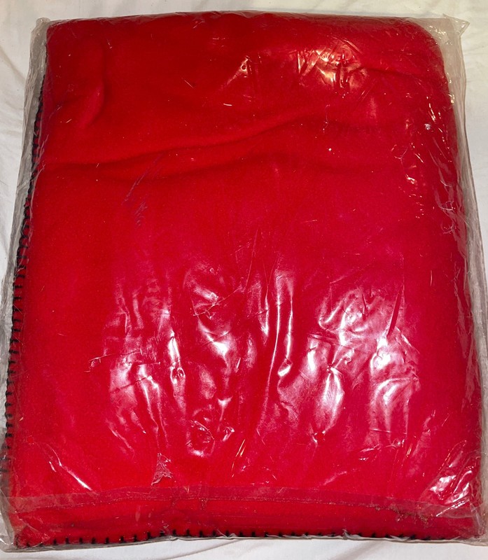 Lilly Oncology Branded Fleece Throw Red w Black Polyester Medical Ad 60 x 46 in gallery