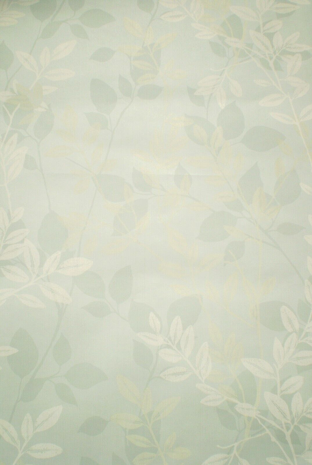 Blue/Green Gray Wallpaper with Off White, Ecru, & Dark Leaves by Designer 70512 gallery