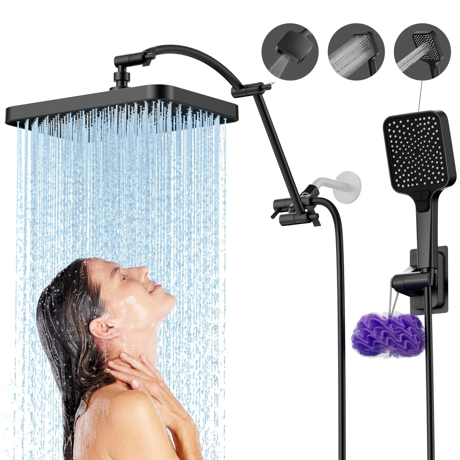 13 Inch High Pressure Shower Heads with Handheld Spray Combo, Rain Shower Hea... gallery