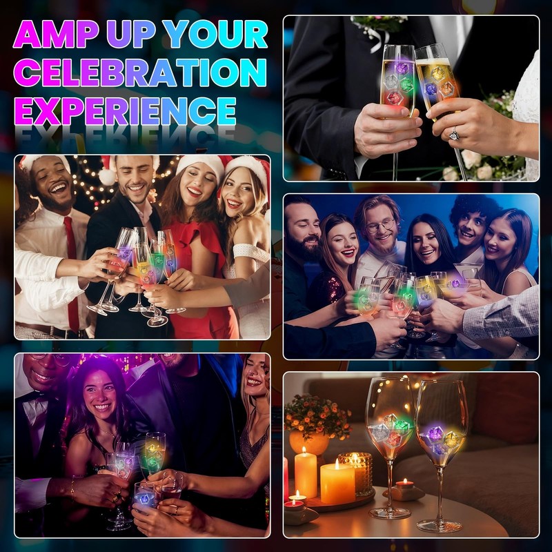 Light Up Ice Cubes, 18 Pack Multi Color Led Ice Cubes for Drinks IP67 Waterpr... gallery