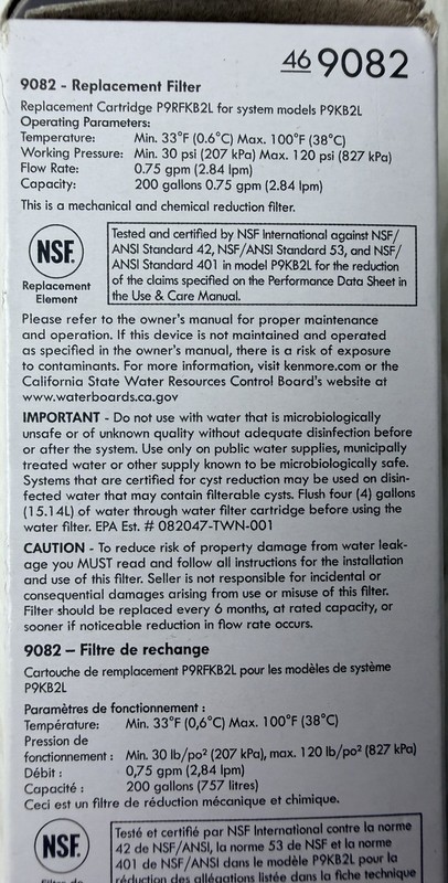 Kenmore Replacement Refrigerator Filter 469082 New Open Box Genuine gallery