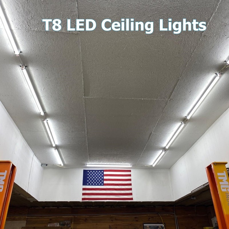 16Pcs T8 40W LED Tube Light 4FT Workshop Garage Linkable LED Shop Light Fixture gallery
