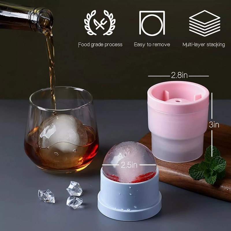 Slow-Melting Stackable Large Ice Cube Mold Maker For Whisky Cocktails Beverage gallery