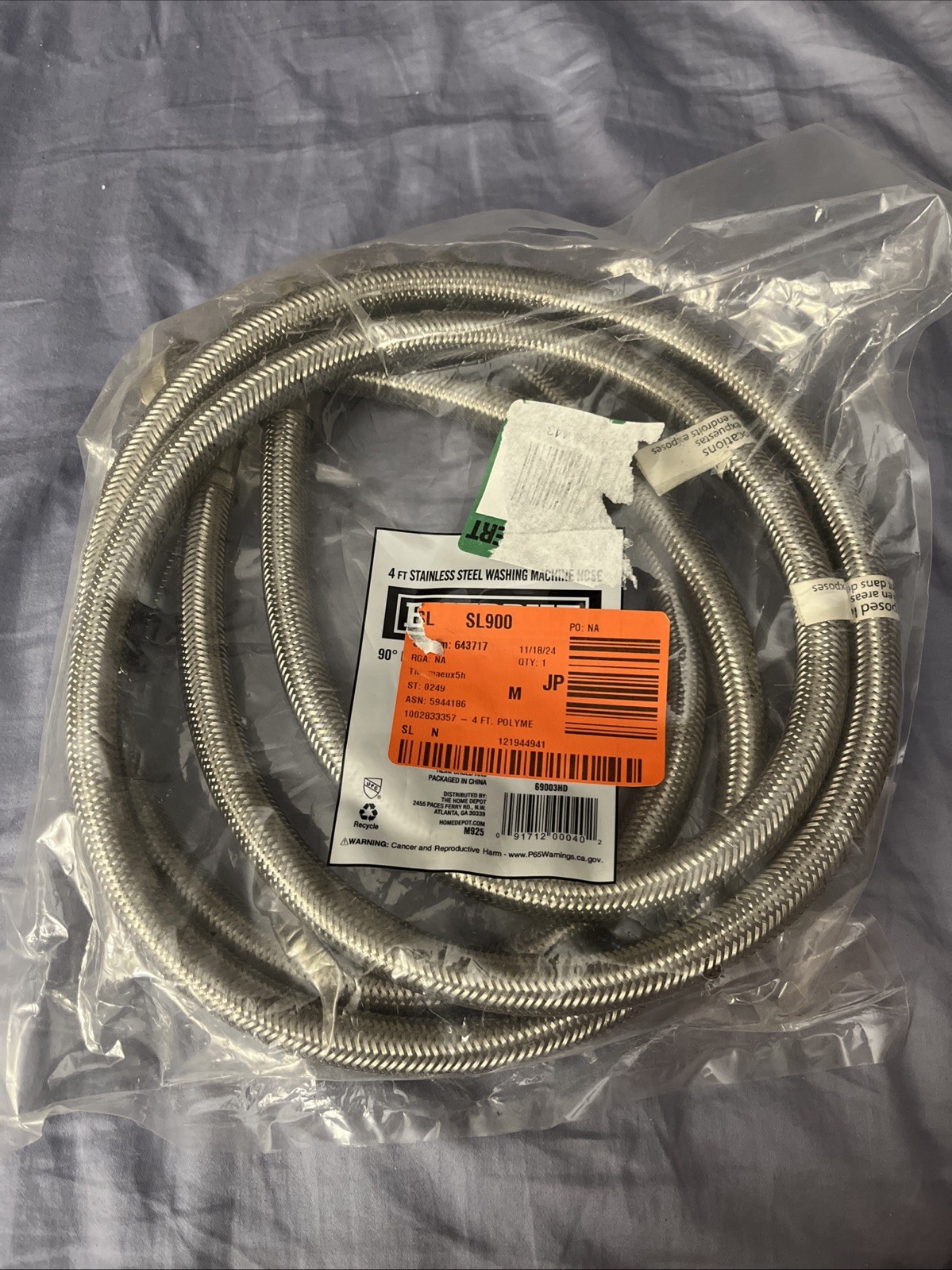 Everbilt 4 ft. Polymer Coated Stainless Steel Washing Machine Connector (2-Pack) gallery