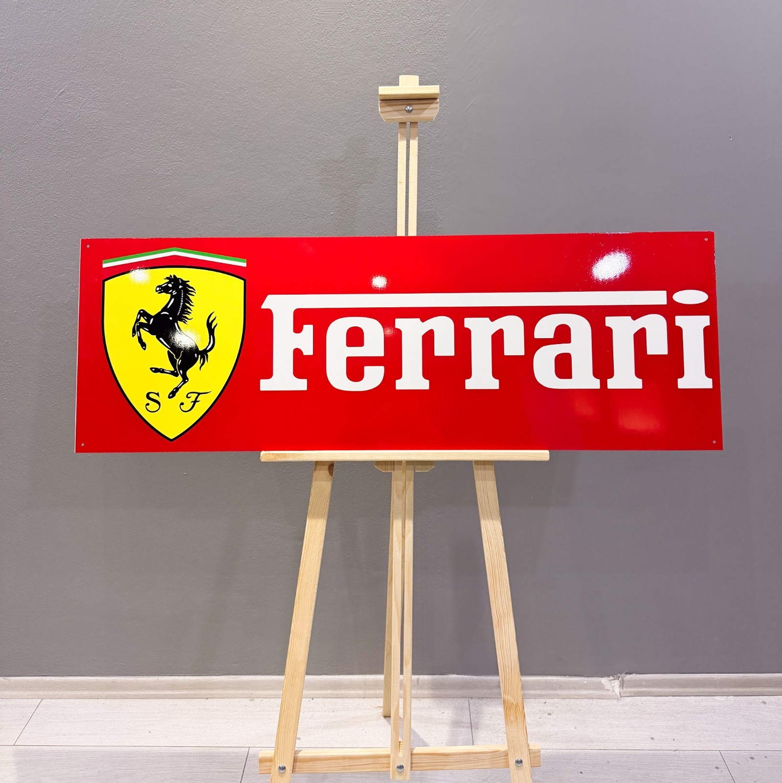 Ferrari Classic Logo – Garage Heavy Metal Sign – 118 × 40 cm (46.5” × 15.7”) gallery