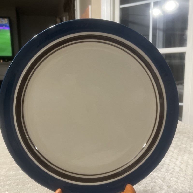 Sango Carousel Stoneware 802 Blue Brown 10 1/2" Dinner Plate Oven safe Japan gallery