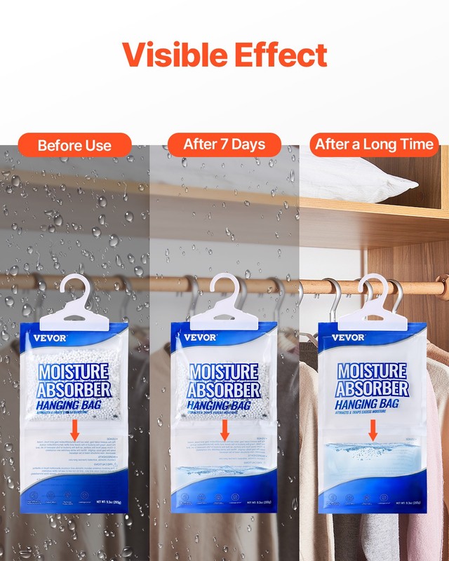 VEVOR Hanging Moisture Absorber 10 Packs 9.3 oz Fragrance Free Dehumidifier Bags gallery