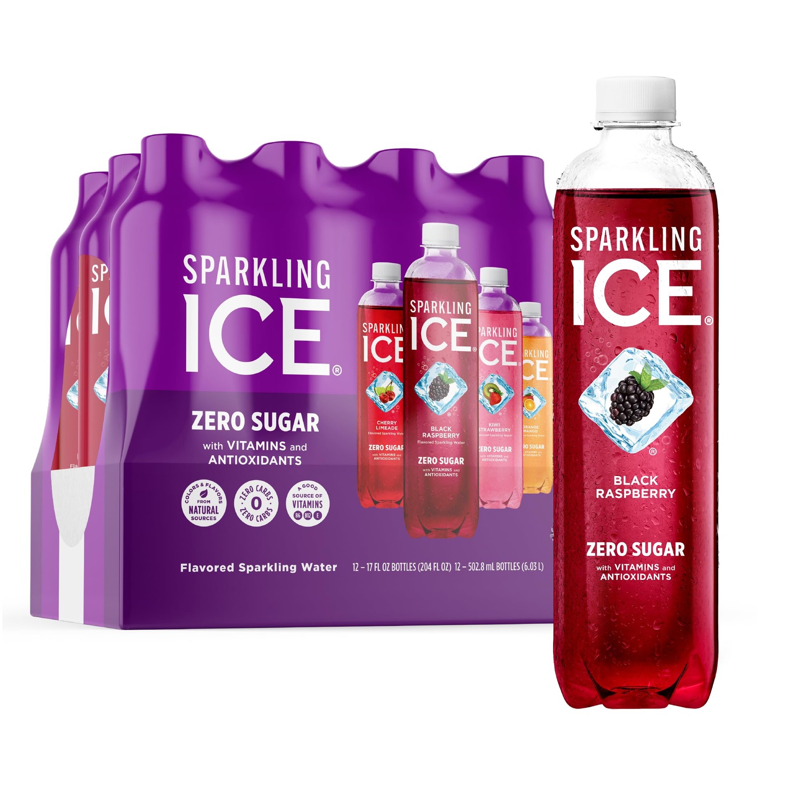 Sparkling Ice Purple Variety Pack, Flavored 17 Fl Oz (Pack of 12), black gallery