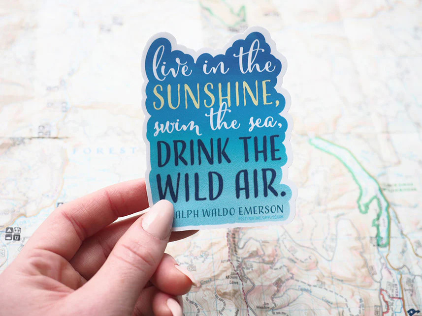 Emerson Quote Sticker - Blue Die Cut gallery