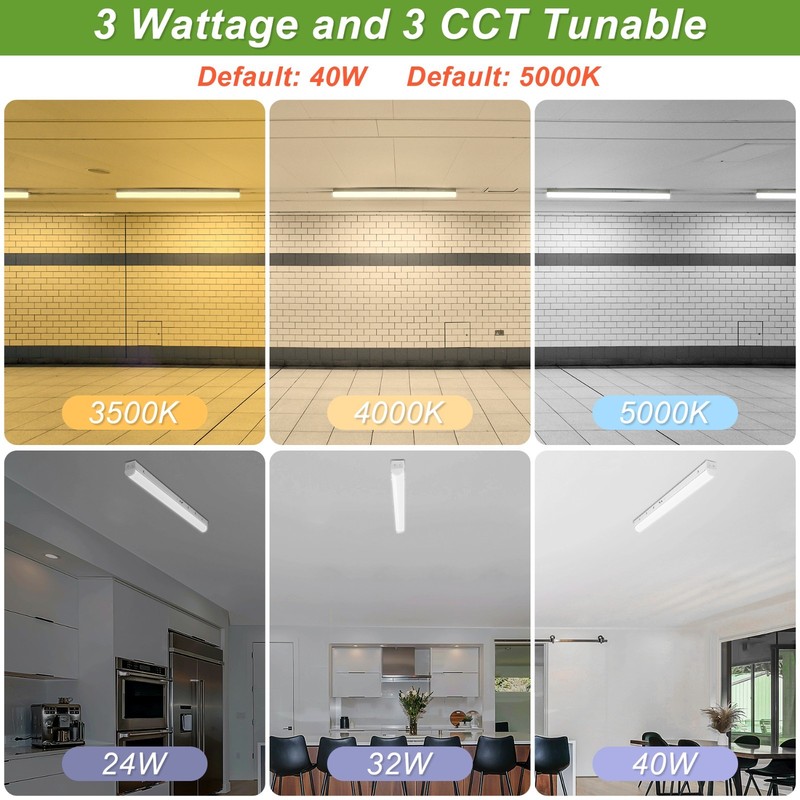 4FT LED Linear Strip Shop Light 24W/32W/40W Selectable, 3500K/4000K/5000K CCT gallery