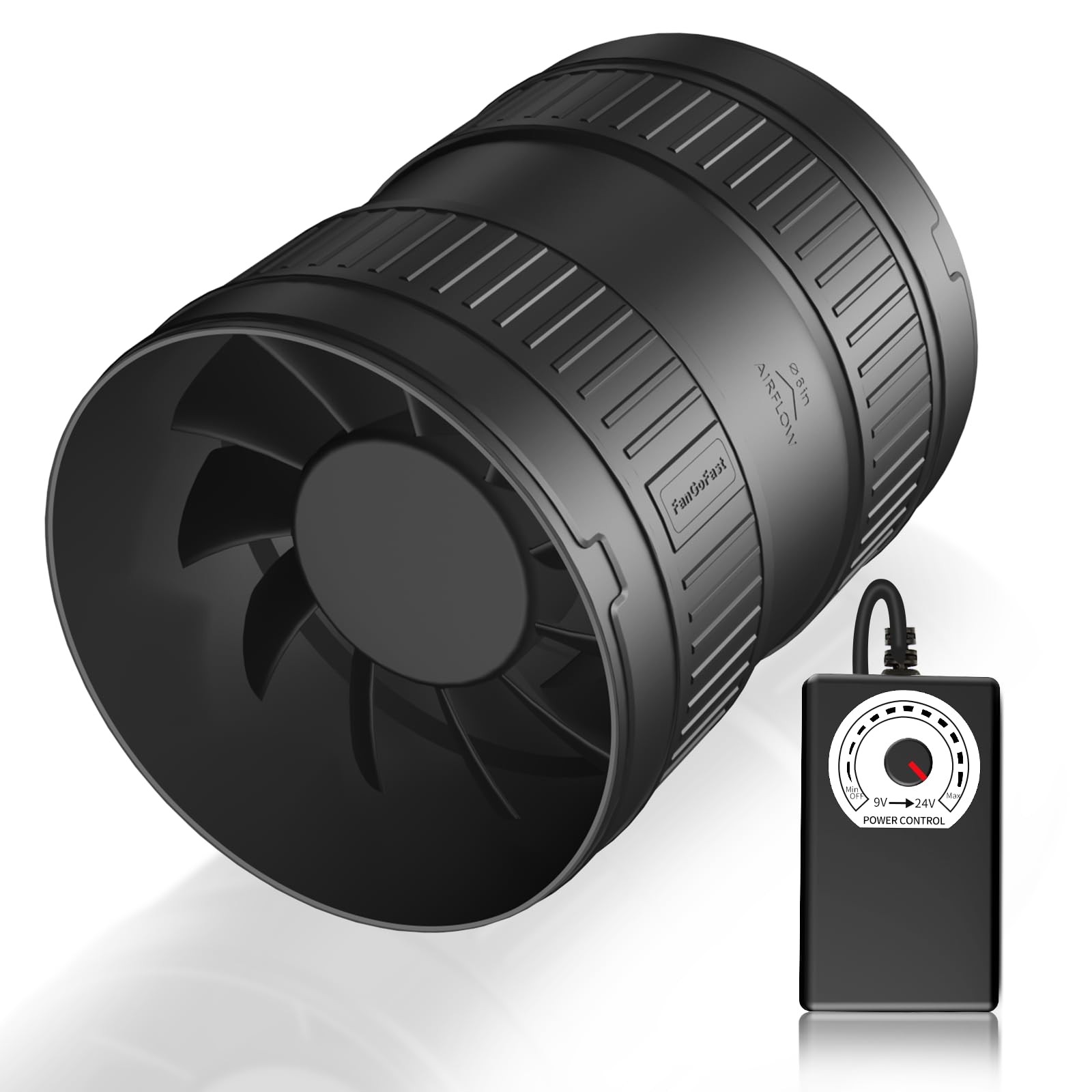 6 Inch Inline Duct Fan 345CFM Airflow with Stepless Speed Control Low Noise E... gallery