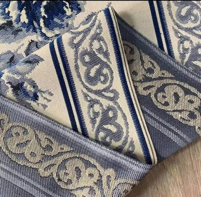 Blue & off white table runner Roses various sizes Spode Willow Johnson gallery