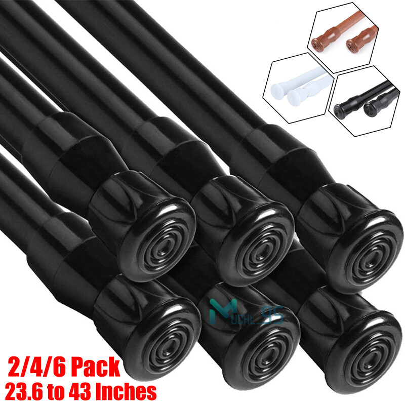 3 Sizes Tension Curtain Rod Spring Load Adjustable Curtain Pole Heavy-Duty Steel gallery