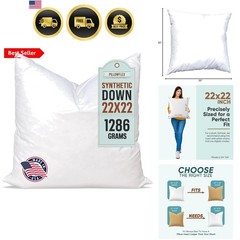 Synthetic Down Pillow Insert – 22×22 Down Alternative, Ultra Soft Large Squar…