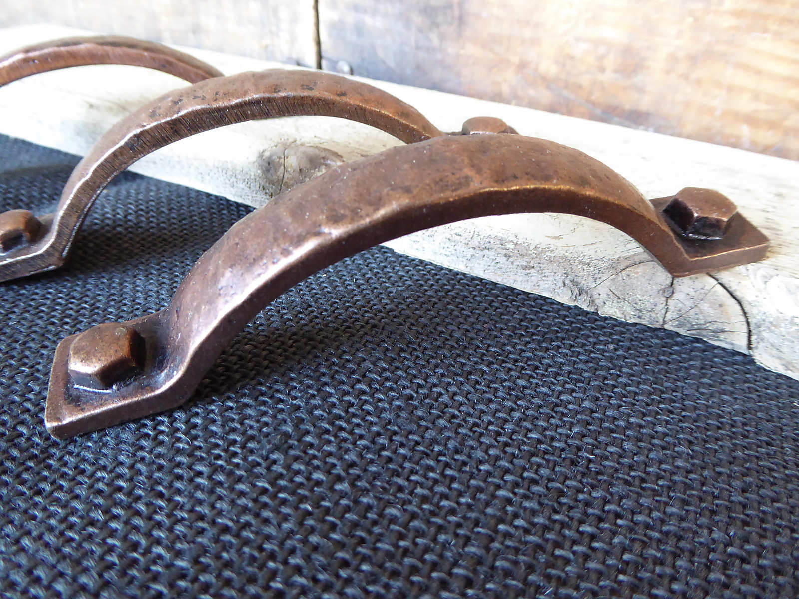 Antique Copper Hammered Metal Handle Drawer Pull - Rustic Vintage Romantic gallery