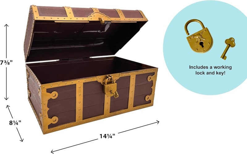 Durable Treasure Chest with Lock for Toys 14"L x 9"W x 7"H Perfect for Parties gallery