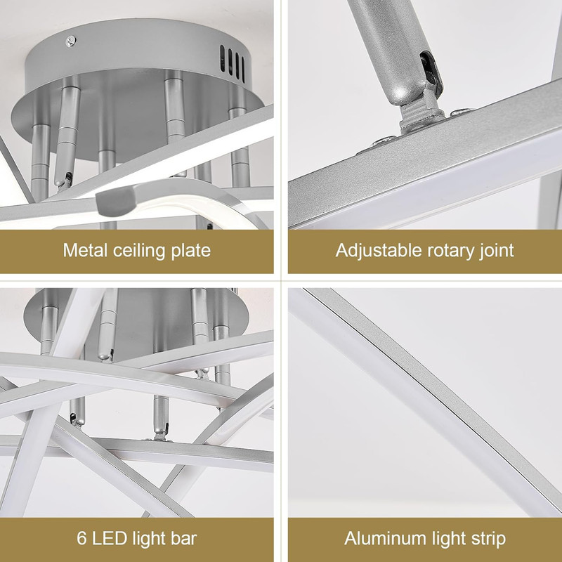 Semi Flush Mount Ceiling Light, 32.8” Dimmable LED Chandelier Modern Ceiling Lig gallery