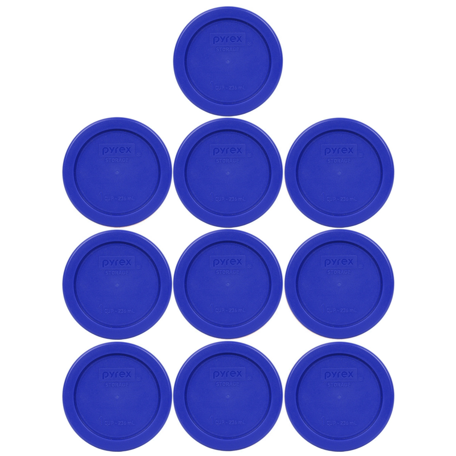 Pyrex 7202-PC 1 Cup Round Plastic Cadet Blue Storage Lids 10PK for Glass Bowl gallery