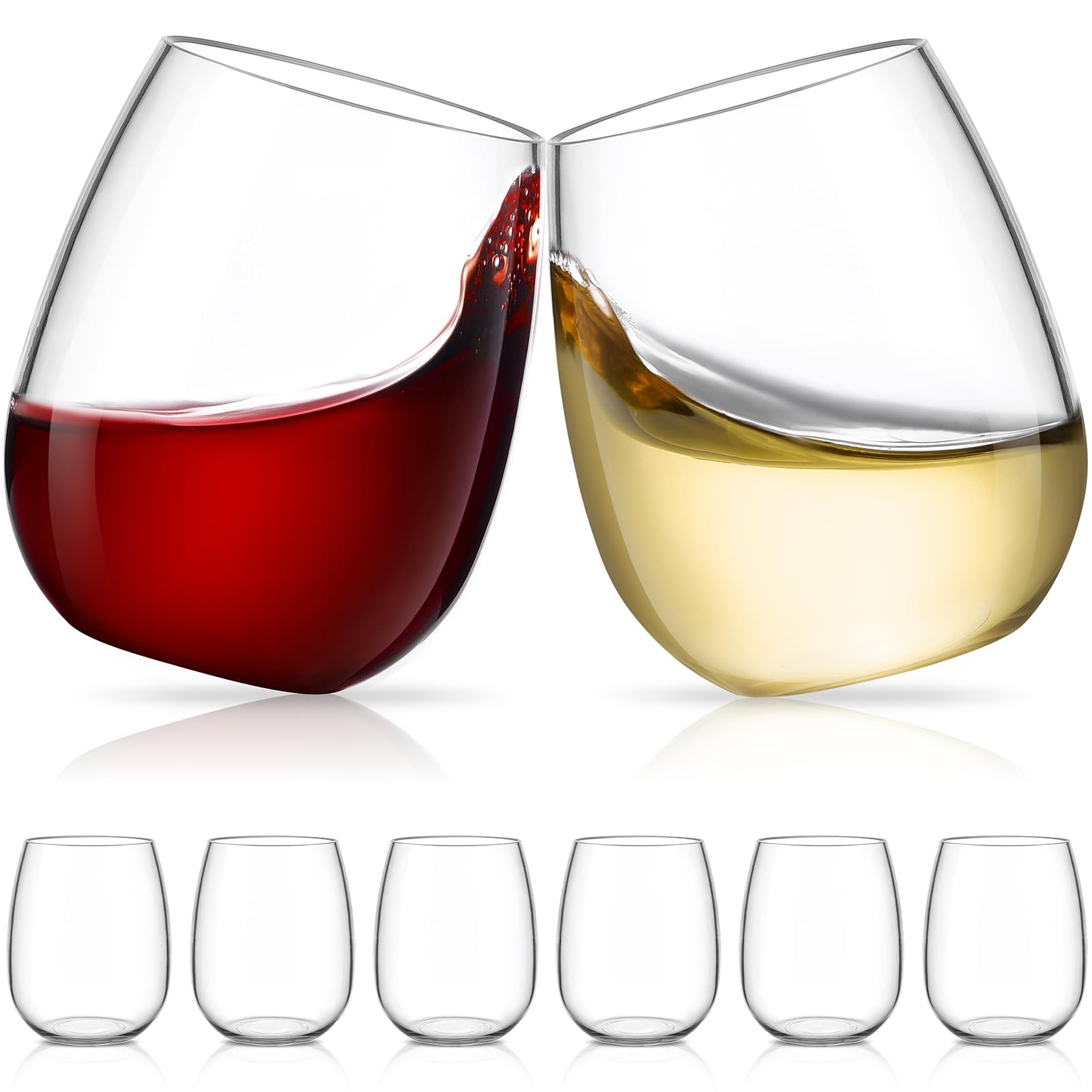 6 Pack Unbreakable Tritan Plastic Wine Glasses, 16 oz Reusable Stemless Wine ... gallery