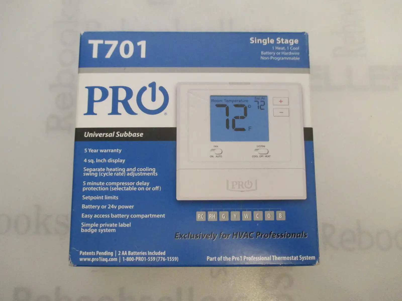 PRO1 IAQ T701 Non-Programmable Electronic Thermostat 4.7"W x 4.4"H x 1.1"D gallery
