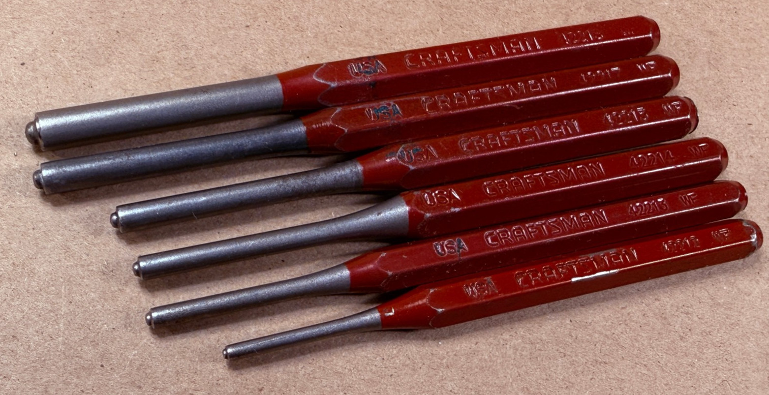 Craftsman Roll Pin Punch Set, Made in USA (p/n 42212-13-14-15-17-18) - 6 pcs gallery