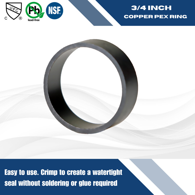 100 Pcs. 3/4" Pex Copper Ring, 3/4 Inch Pex Ring, Pex B Crimp Ring Lead Free gallery