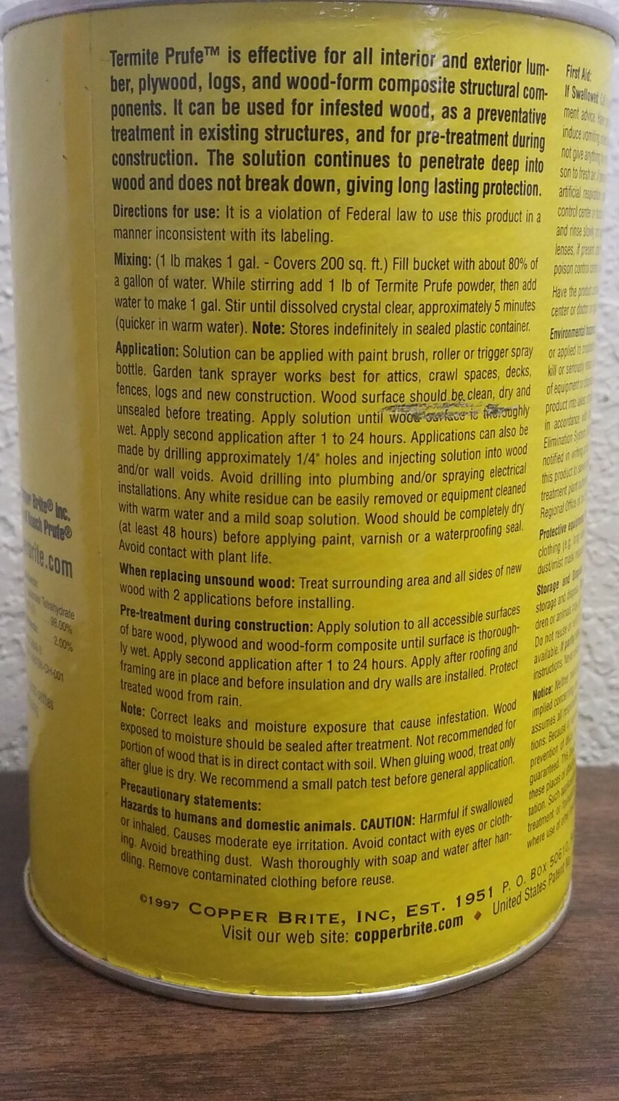 Termite Prufe Odorless Non-Flammable Infestation - 1 Lb makes 1 Gal EPA#9608-3 gallery