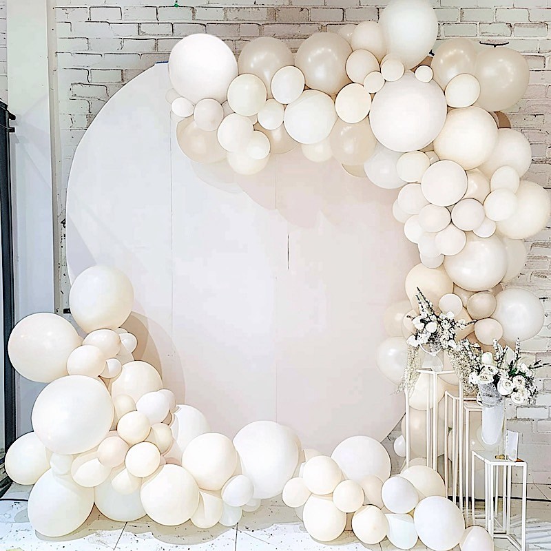 95 WHITE BEIGE Biodegradable Balloons Garland Party Decorations Kit Supplies gallery