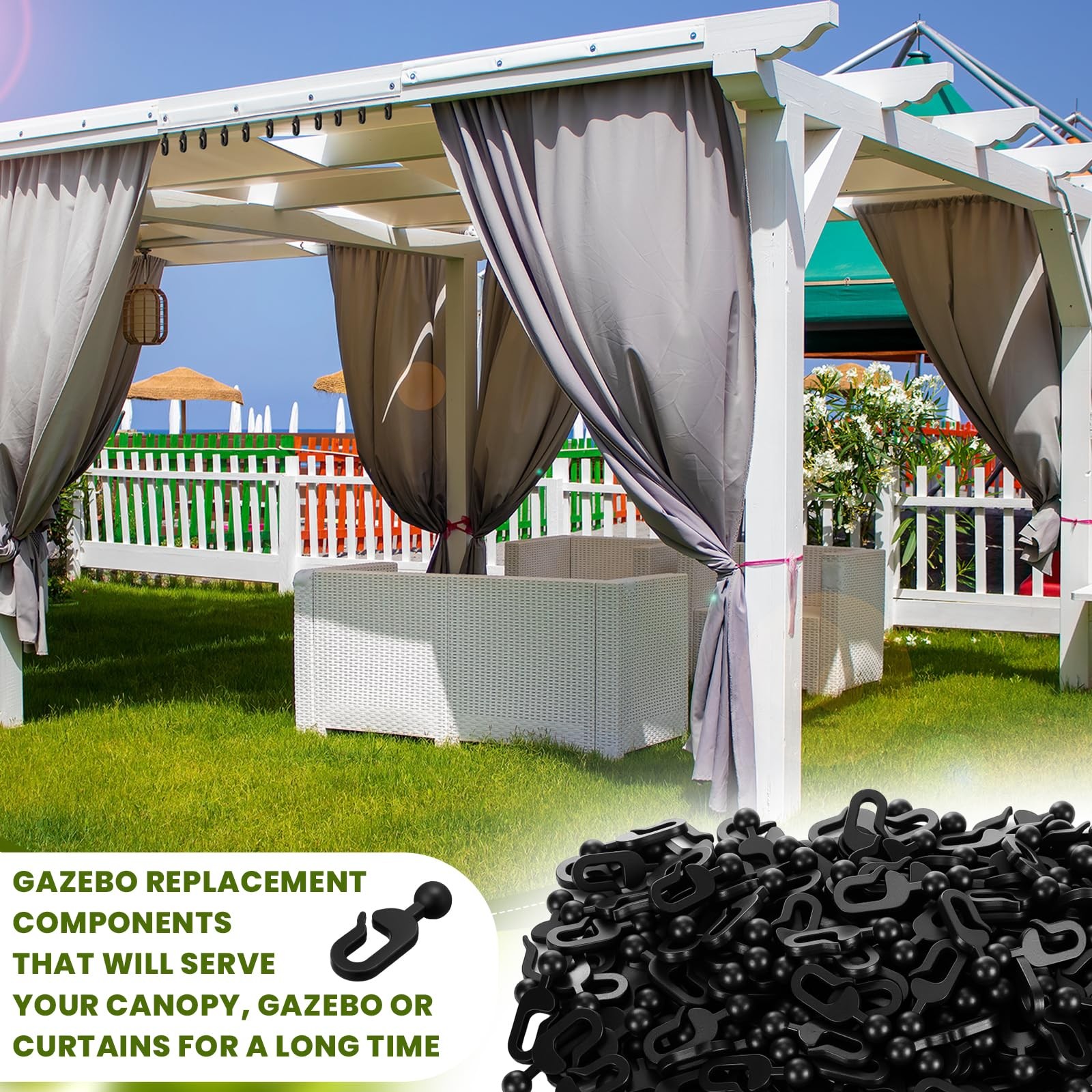 Colingmill 200 Pack Plastic Hooks for Gazebo Curtains and Mosquito Black gallery