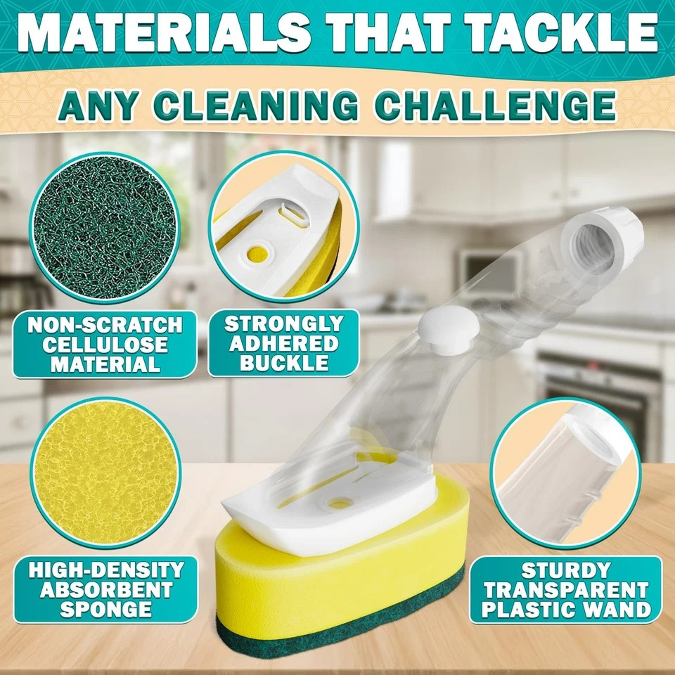 Dish Sponge with Handle – High-Density Absorbent Dish Washing Brush with Hand... gallery