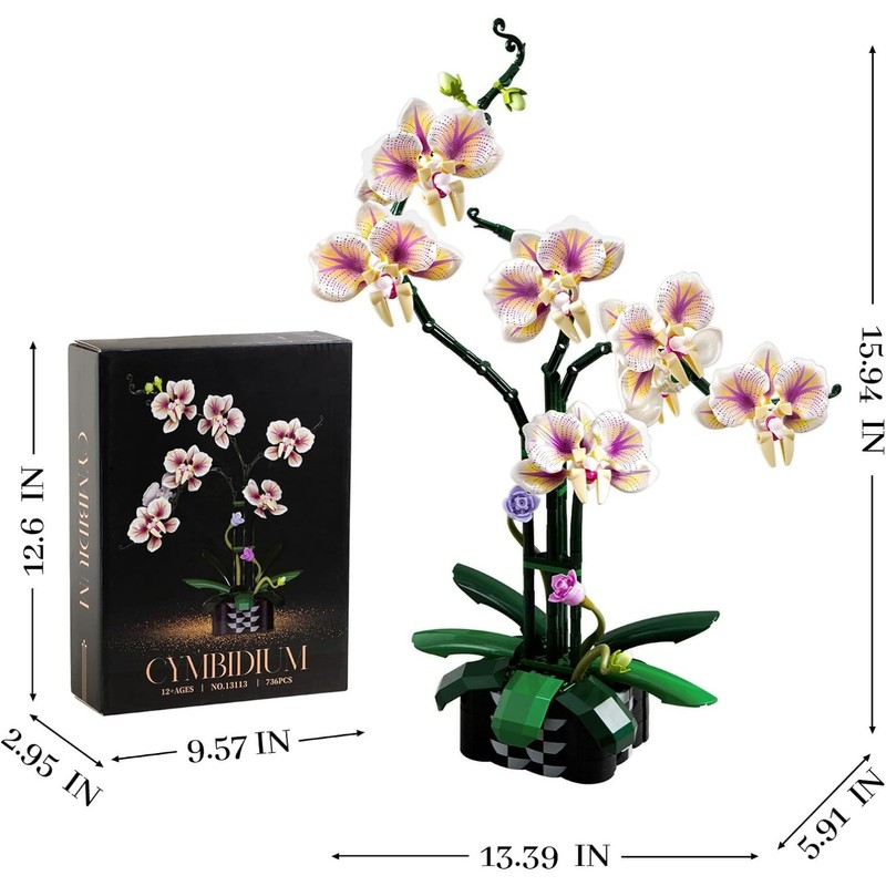 736Pcs Flower Building Sets with Vase, Artificial Fake Flowers Building Blocks gallery