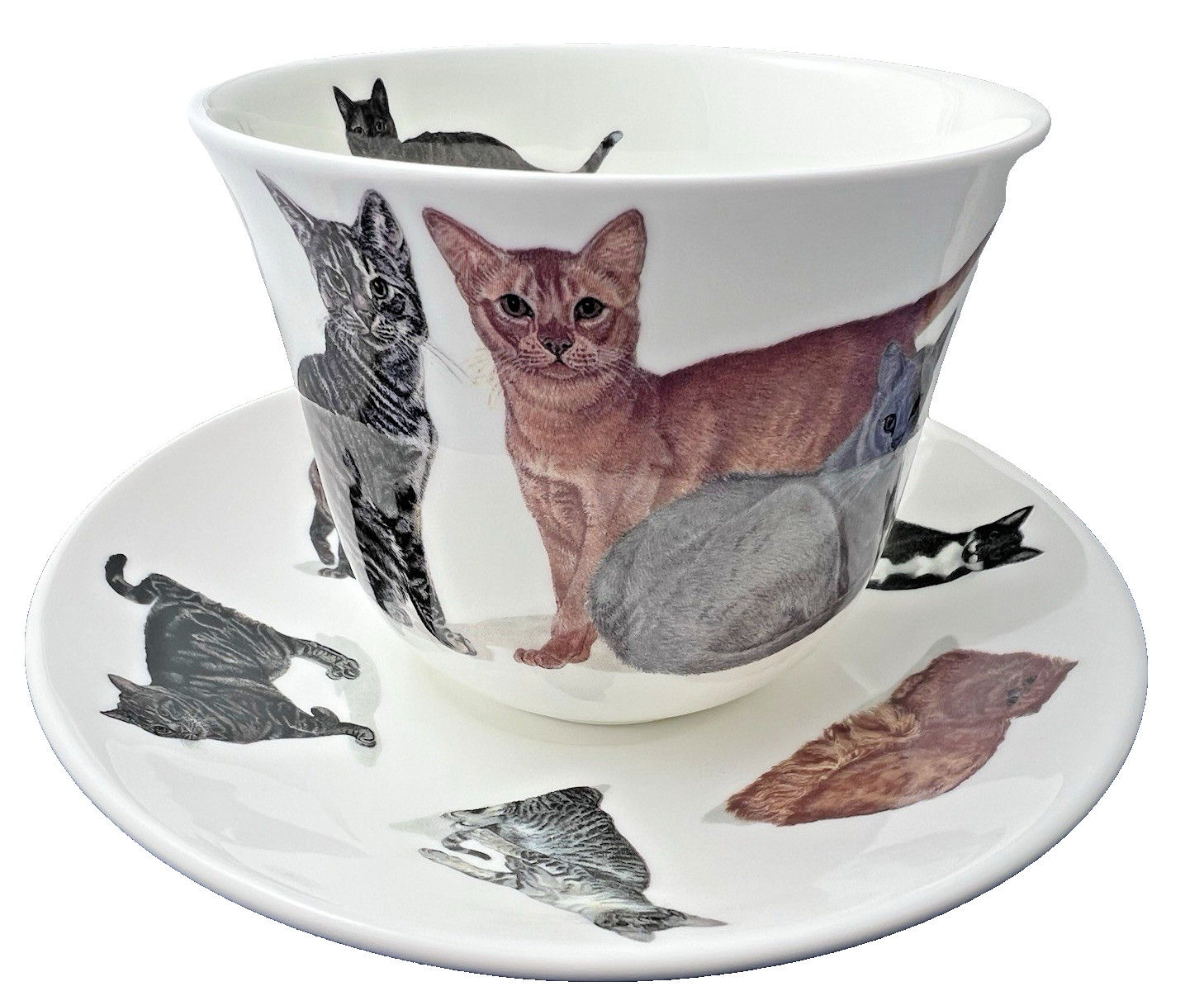 CATS GALORE , BONE CHINA BREAKFAST CUP SAUCER, KIRKHAM MADE ENGLAND NEW UNUSED gallery