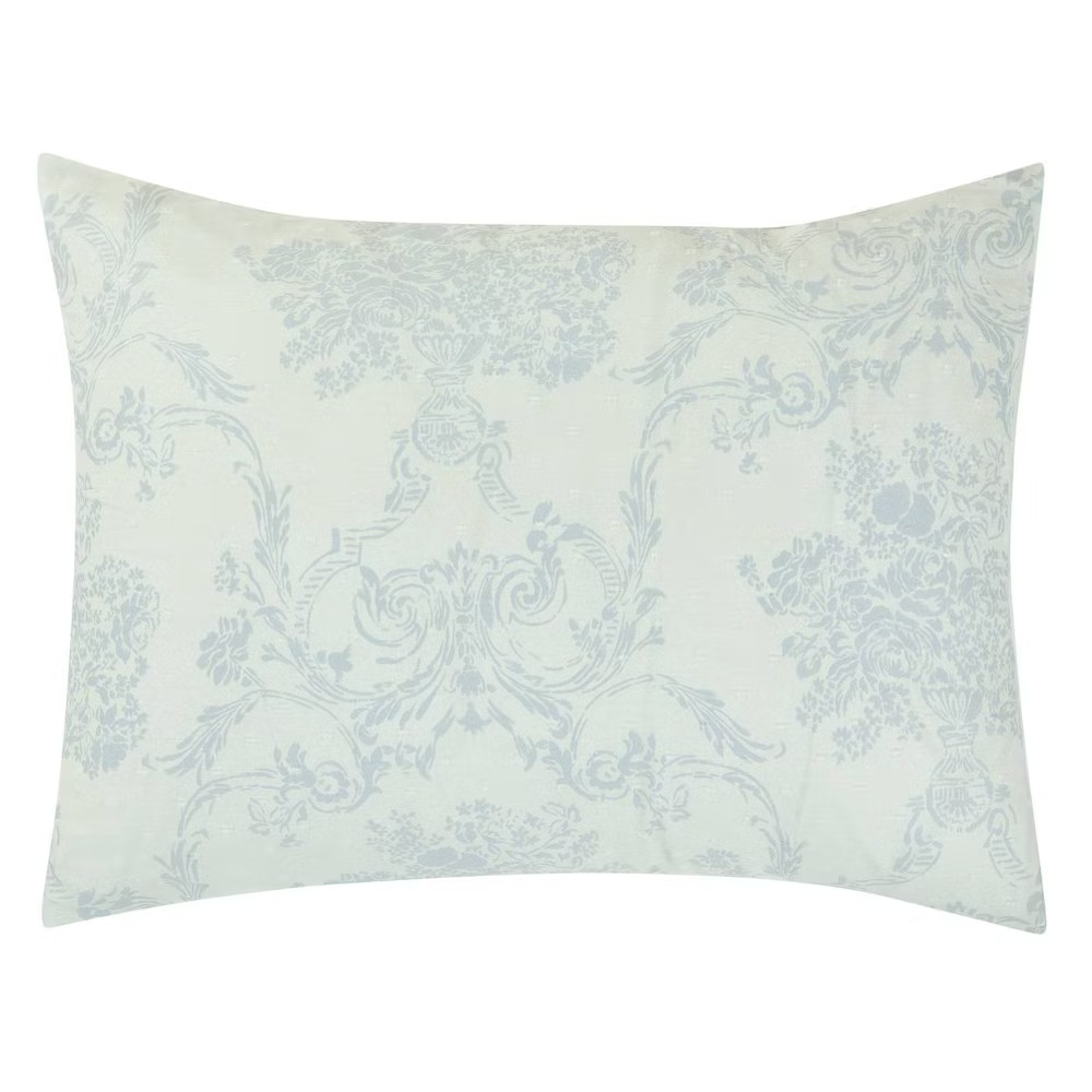 Full/Queen Ruffle Comforter Set Blue Floral gallery