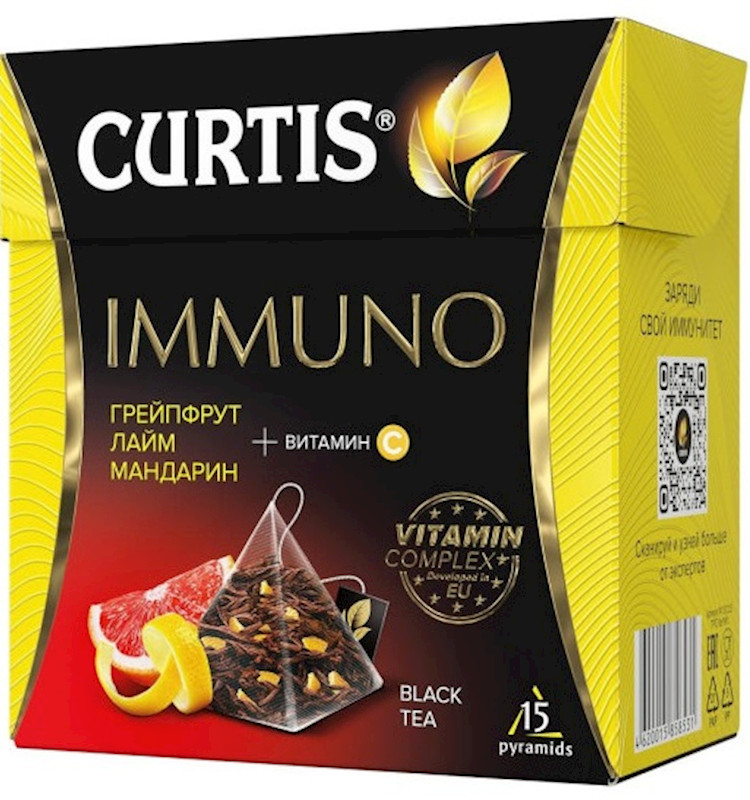 Curtis Black Tea IMMUNO with GRAPEFRUIT 15 Tea Bags Made in Russia gallery