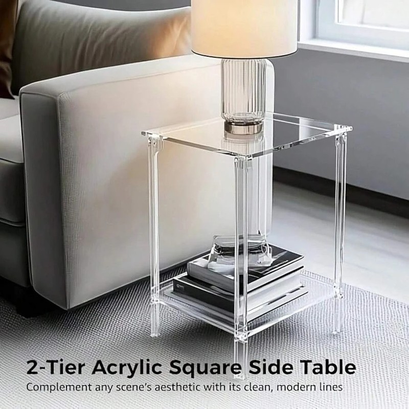 Acrylic Bedside Table Small Modern Minimalist Side Table Transparent gallery