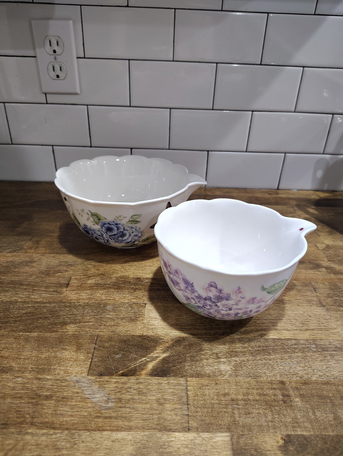 Lenox Butterfly Meadow 2 Nesting Mixing Bowls Porcelain Cottagecore Decor NEW gallery
