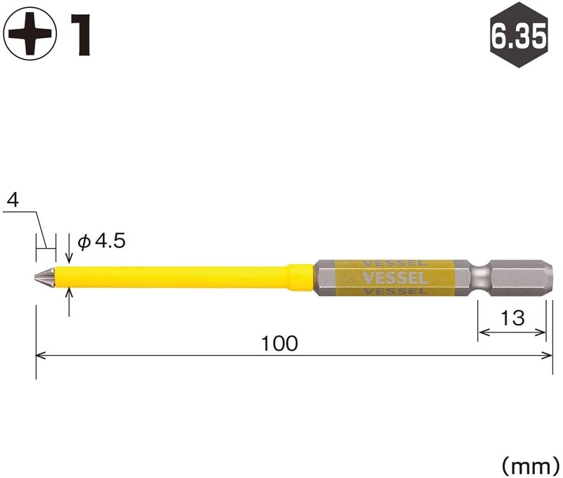 VESSEL GOSAI Color Coded Driver Bit with Tube No.GSC16 1,2,3,-6 100-150mm Japan gallery