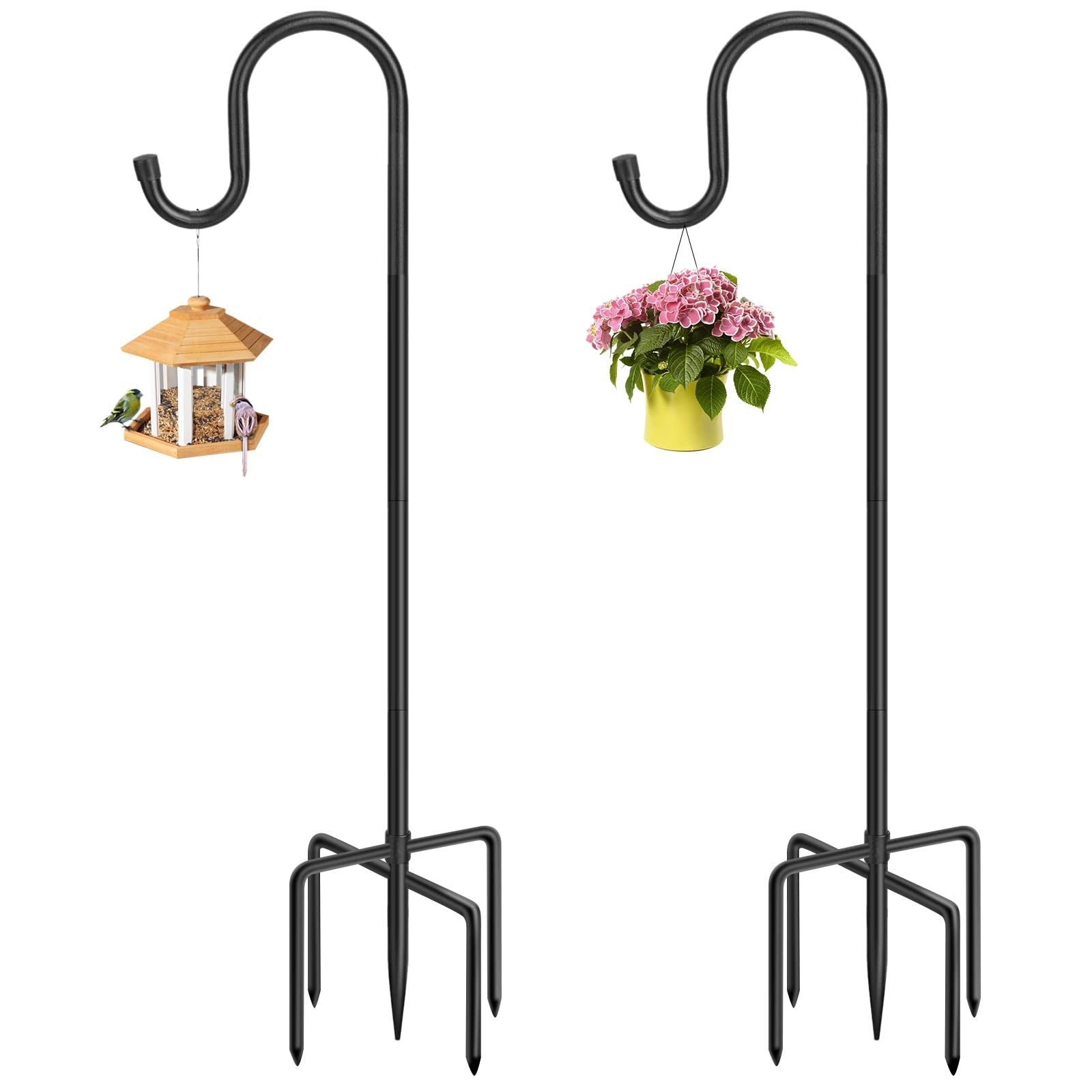 36 Inch Shepherds Hooks for Outdoor, Heavy Duty Bird Feeder Pole with 5 Prong... gallery