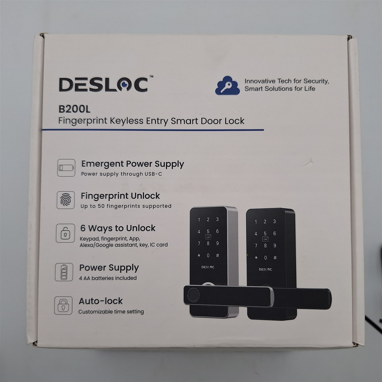 DESLOC B200L Fingerprint Smart Lock with Handle Keyless Entry Door Locks (Black) gallery