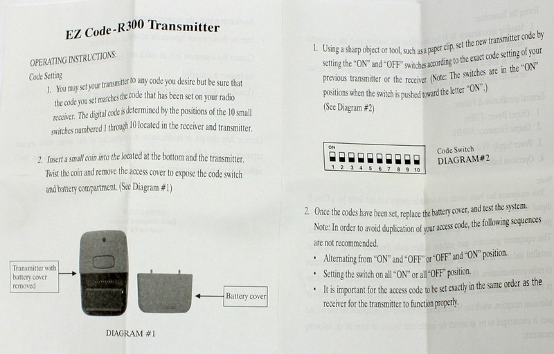 10 Digit Pins EZ Code Remote Control Garage Door Gate Opener Transmitter 300 MHz gallery